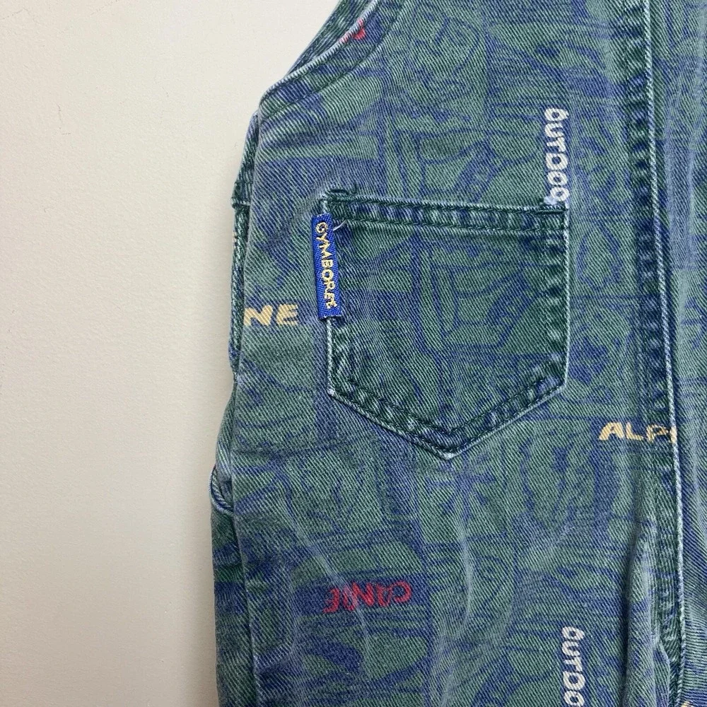 VTG Gymboree Rainbow Tag Overalls Outdoors Alpine Canoe Print 90s Size XS